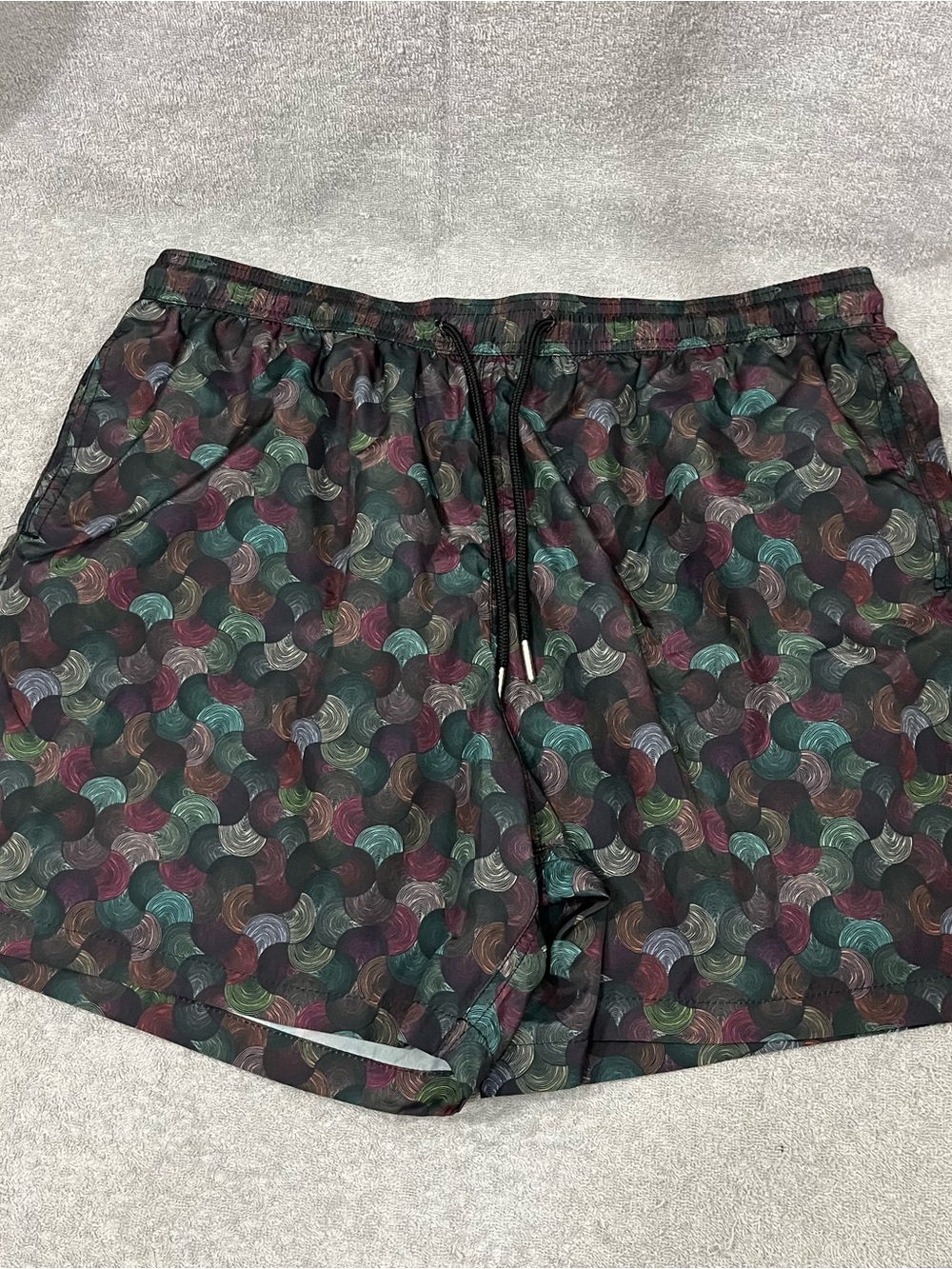 Jared Lang Swim Trunks Black Multicolor Geometric Print Lined Size XL